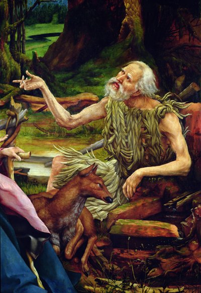 The Visit of Saint Anthony to Saint Paul the Hermit (detail from the Isenheim Altarpiece) by Matthias Grünewald